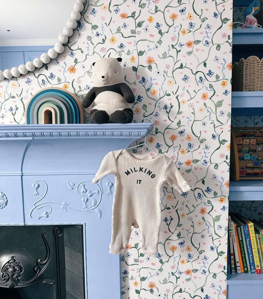 Noviee’s nursery with soft pastel tones, a vintage-inspired crib, and whimsical wall decor that creates a dreamy and comforting atmosphere.