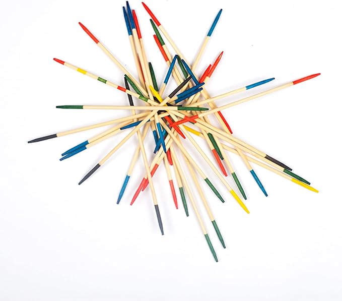 Zoe Sugg and daughter Ottie playing Wooden Pick-Up Sticks together at home.